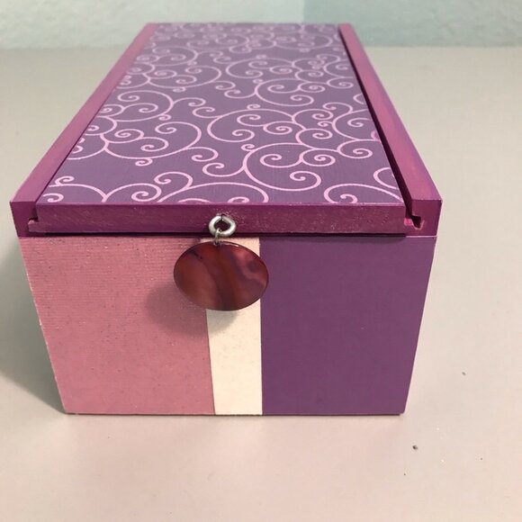 Handcrafted jewelry/trinket box, purple - Picture 3 of 8